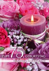 Klappkarte 75. Geburtstag, Kerze